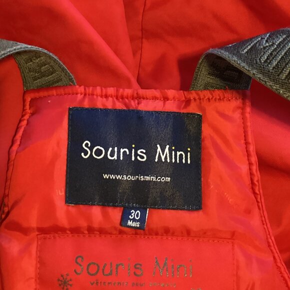Souris Mini Toddler Girls Red Snow Pants With Bib 30 Months Warm Winter Skiing - Picture 10 of 11